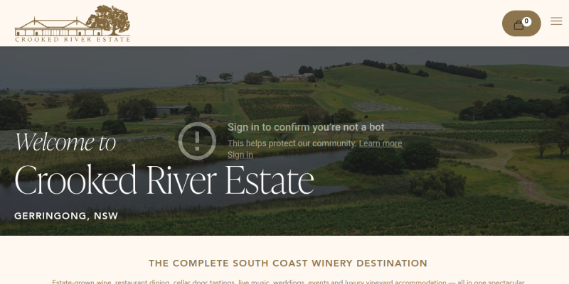 Crooked River Estate website screenshot
